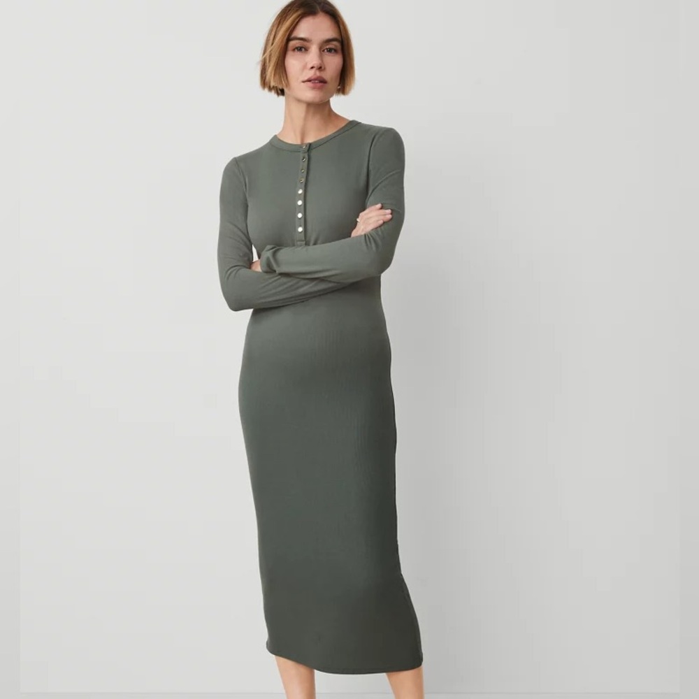 NWT Ann Taylor Weekend Collection Henley Knit Column Dress